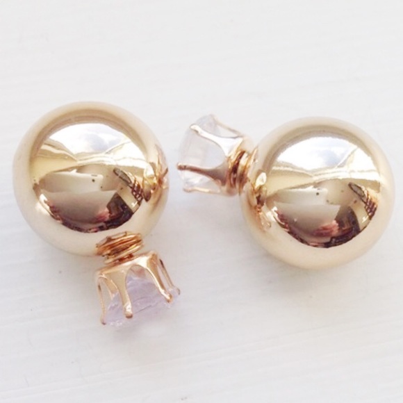 Cute Jewelry - Double Side Round Ball Earrings New~